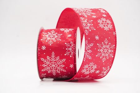 Red- Burlap Sparkling Snowflake Winter Wonderland Wired Ribbon_KF9686GC-7-7
