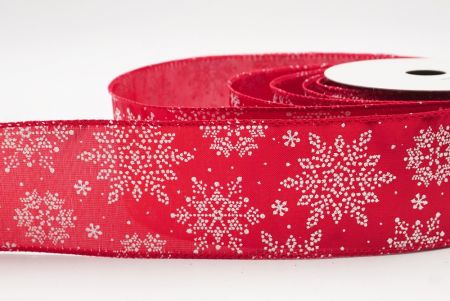 Red- Burlap Sparkling Snowflake Winter Wonderland Wired Ribbon_KF9686GC-7-7