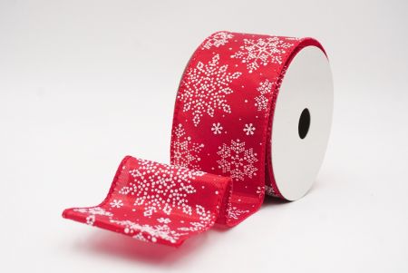 Red- Burlap Sparkling Snowflake Winter Wonderland Wired Ribbon_KF9686GC-7-7