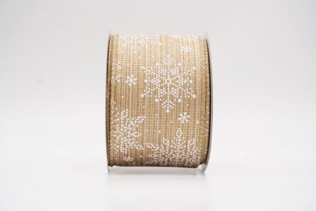Beige Sparkling Snowflake Winter Wonderland Wired Ribbon_KF9687GC-13-183