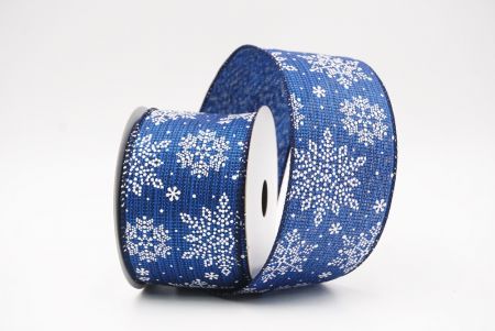 Blue Sparkling Snowflake Winter Wonderland Wired Ribbon_KF9687GC-4-4