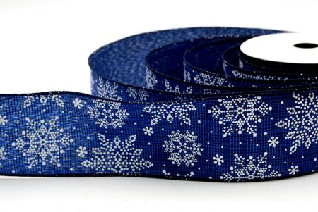 Blue Sparkling Snowflake Winter Wonderland Wired Ribbon_KF9687GC-4-4