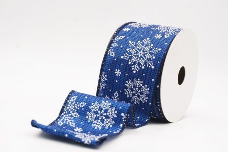 Blue Sparkling Snowflake Winter Wonderland Wired Ribbon_KF9687GC-4-4