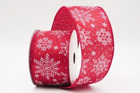 Red Sparkling Snowflake Winter Wonderland Wired Ribbon_KF9687GC-7-169