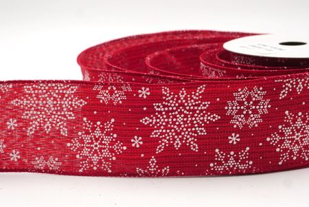 Red Sparkling Snowflake Winter Wonderland Wired Ribbon_KF9687GC-7-169