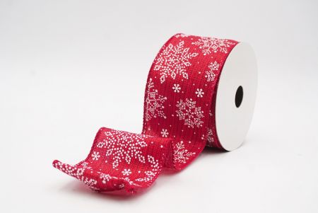 Red Sparkling Snowflake Winter Wonderland Wired Ribbon_KF9687GC-7-169