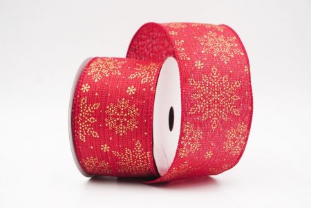 Red Sparkling Snowflake Winter Wonderland Wired Ribbon_KF9688GC-7-169