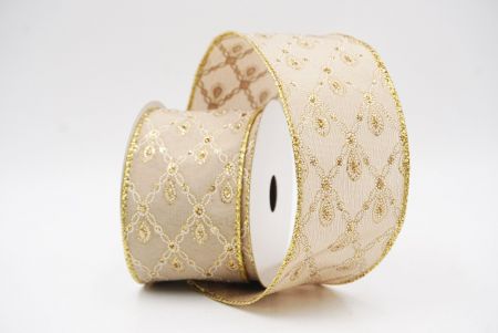 Ruban métallique à fil Luxe Diamond Droplet Beige_KF9690G-14