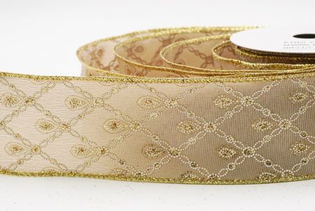 Ruban métallique à fil Luxe Diamond Droplet Beige_KF9690G-14