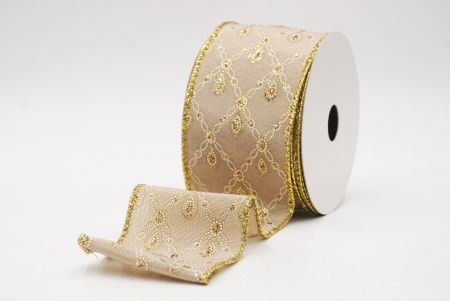 Ruban métallique à fil Luxe Diamond Droplet Beige_KF9690G-14