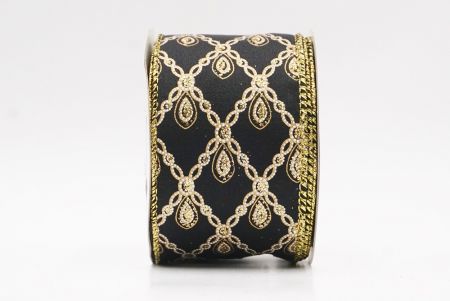 Ruban métallique à fil Luxe Diamond Droplet Noir - Or_KF9690G-53G