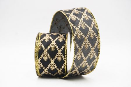 Ruban métallique à fil Luxe Diamond Droplet Noir - Or_KF9690G-53G