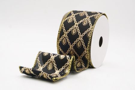Ruban métallique à fil Luxe Diamond Droplet Noir - Or_KF9690G-53G