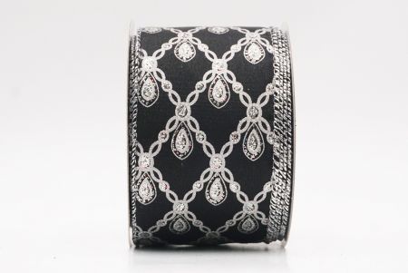 Ruban métallique à fil Luxe Diamond Droplet Noir - Argent_KF9690G-53