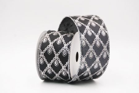 Ruban métallique à fil Luxe Diamond Droplet Noir - Argent_KF9690G-53