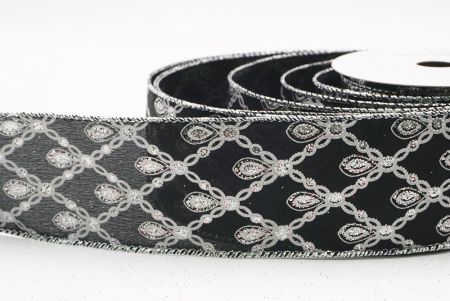 Ruban métallique à fil Luxe Diamond Droplet Noir - Argent_KF9690G-53