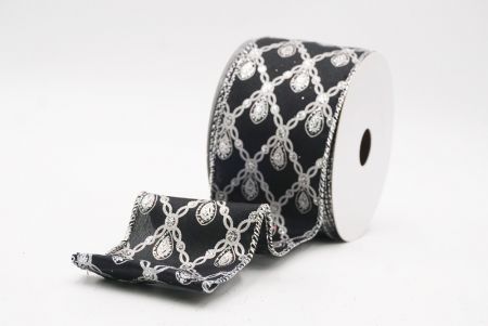 Ruban métallique à fil Luxe Diamond Droplet Noir - Argent_KF9690G-53