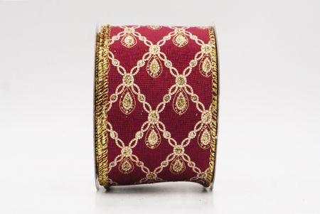 Ruban métallique à fil Luxe Diamond Droplet Bourgogne_KF9690G-8G