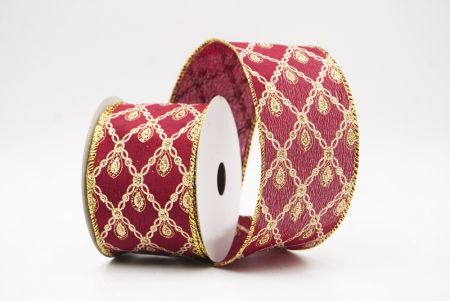 Ruban métallique à fil Luxe Diamond Droplet Bourgogne_KF9690G-8G