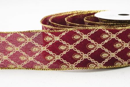 Ruban métallique à fil Luxe Diamond Droplet Bourgogne_KF9690G-8G