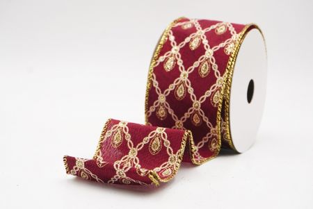Ruban métallique à fil Luxe Diamond Droplet Bourgogne_KF9690G-8G
