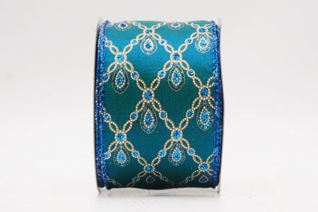 Ruban métallique à fil Luxe Diamond Droplet Aqua Bleu_KF9690GB-12B