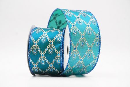 Ruban métallique à fil Luxe Diamond Droplet Aqua Bleu_KF9690GB-12B