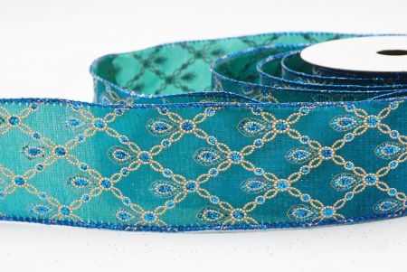 Ruban métallique à fil Luxe Diamond Droplet Aqua Bleu_KF9690GB-12B