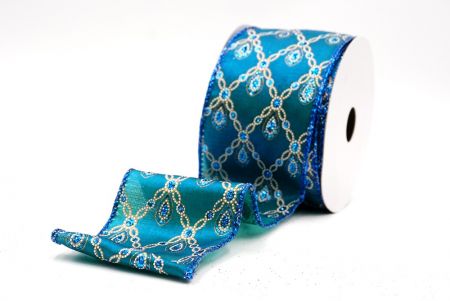 Ruban métallique à fil Luxe Diamond Droplet Aqua Bleu_KF9690GB-12B