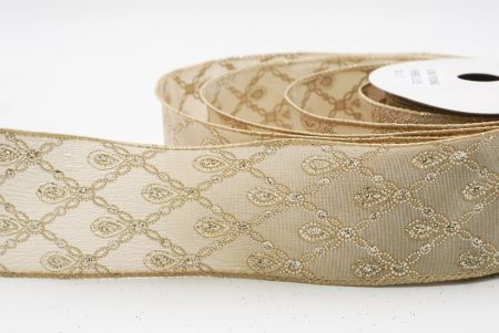 Ruban métallique à fil Luxe Diamond Droplet Marron Clair_KF9690GC-13-183