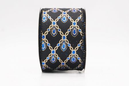 Noir - Bleu Luxe Diamant Goutte Métallique Ruban Fil_KF9690GC-53B-53