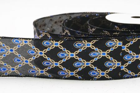 Noir - Bleu Luxe Diamant Goutte Métallique Ruban Fil_KF9690GC-53B-53