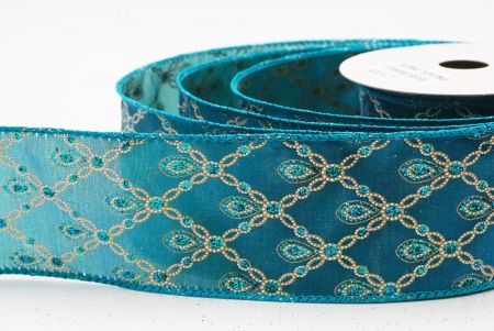Bleu Clair Luxe Diamant Goutte Métallique Ruban Fil_KF9690GC-55-55