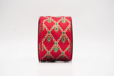 Ruban métallique à fil Luxe Diamond Droplet Rouge - Vert_KF9690GC-7-7