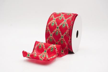 Ruban métallique à fil Luxe Diamond Droplet Rouge - Vert_KF9690GC-7-7