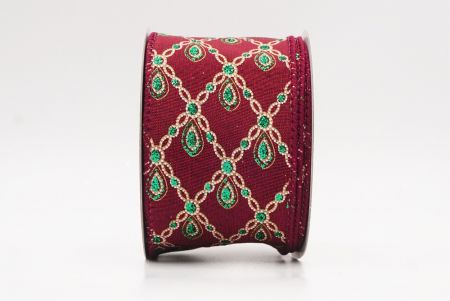Ruban métallique à fil Luxe Diamond Droplet Bourgogne - Vert_KF9690GC-8-8