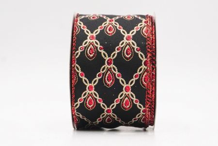 Noir - Rouge Luxe Diamant Goutte Métallique Ruban Fil_KF9690GR-53R