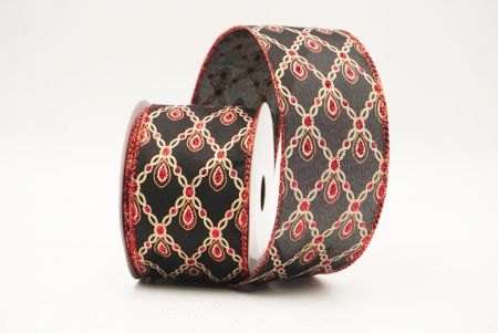 Noir - Rouge Luxe Diamant Goutte Métallique Ruban Fil_KF9690GR-53R