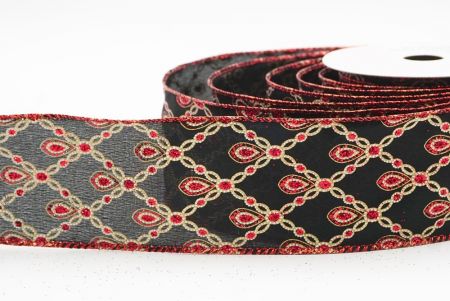 Noir - Rouge Luxe Diamant Goutte Métallique Ruban Fil_KF9690GR-53R
