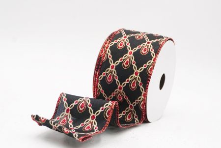 Noir - Rouge Luxe Diamant Goutte Métallique Ruban Fil_KF9690GR-53R