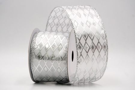 Ruban en fil câblé blanc à motif de diamant scintillant_KF9691G-1