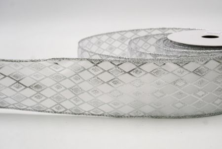 Ruban en fil câblé blanc à motif de diamant scintillant_KF9691G-1
