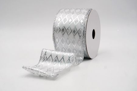 Ruban en fil câblé blanc à motif de diamant scintillant_KF9691G-1