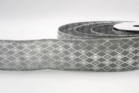 Ruban en fil câblé gris à motif de diamant scintillant_KF9691G-50
