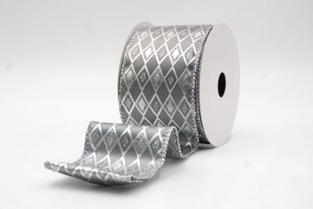 Ruban en fil câblé gris à motif de diamant scintillant_KF9691G-50