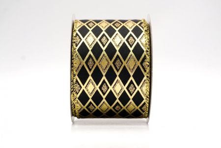 Ruban en fil câblé noir/or à motif de diamant scintillant_KF9691G-53G