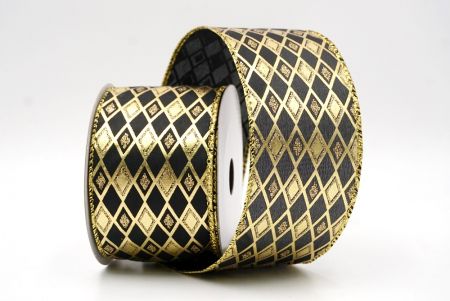 Ruban en fil câblé noir/or à motif de diamant scintillant_KF9691G-53G