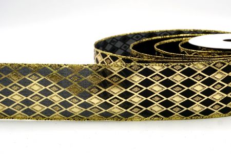 Ruban en fil câblé noir/or à motif de diamant scintillant_KF9691G-53G