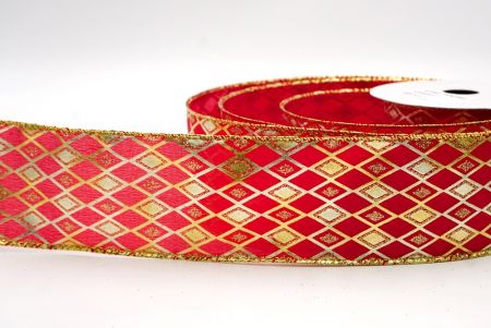 Ruban en fil câblé rouge à motif de diamant scintillant_KF9691G-7