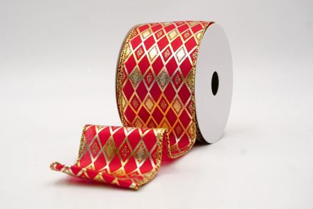 Ruban en fil câblé rouge à motif de diamant scintillant_KF9691G-7